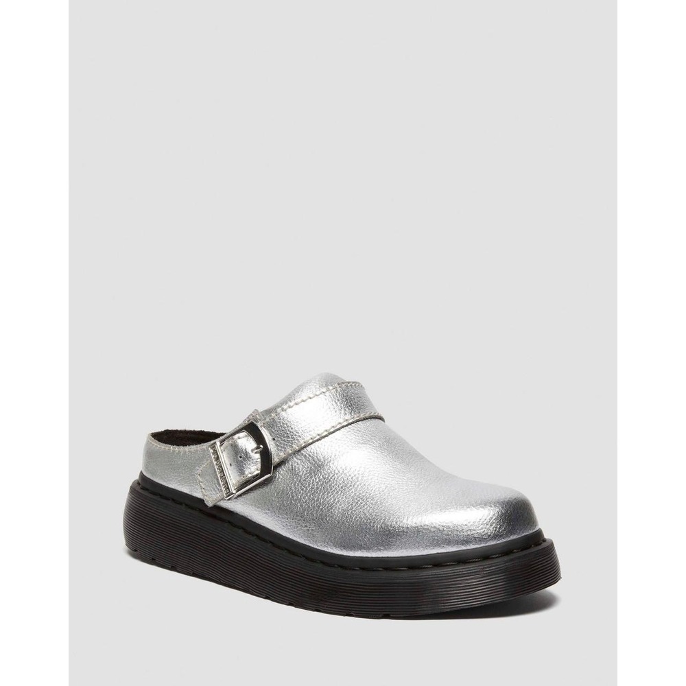 Dr. Martens Silver Laketen Mules Slingback Platform Shoes Men's Size 9‎ Wmns 10
